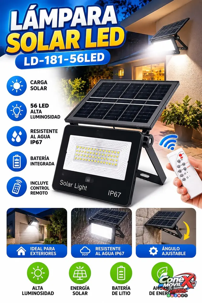 LÁMPARA SOLAR LED DE PARED 56 LED REF. 8656