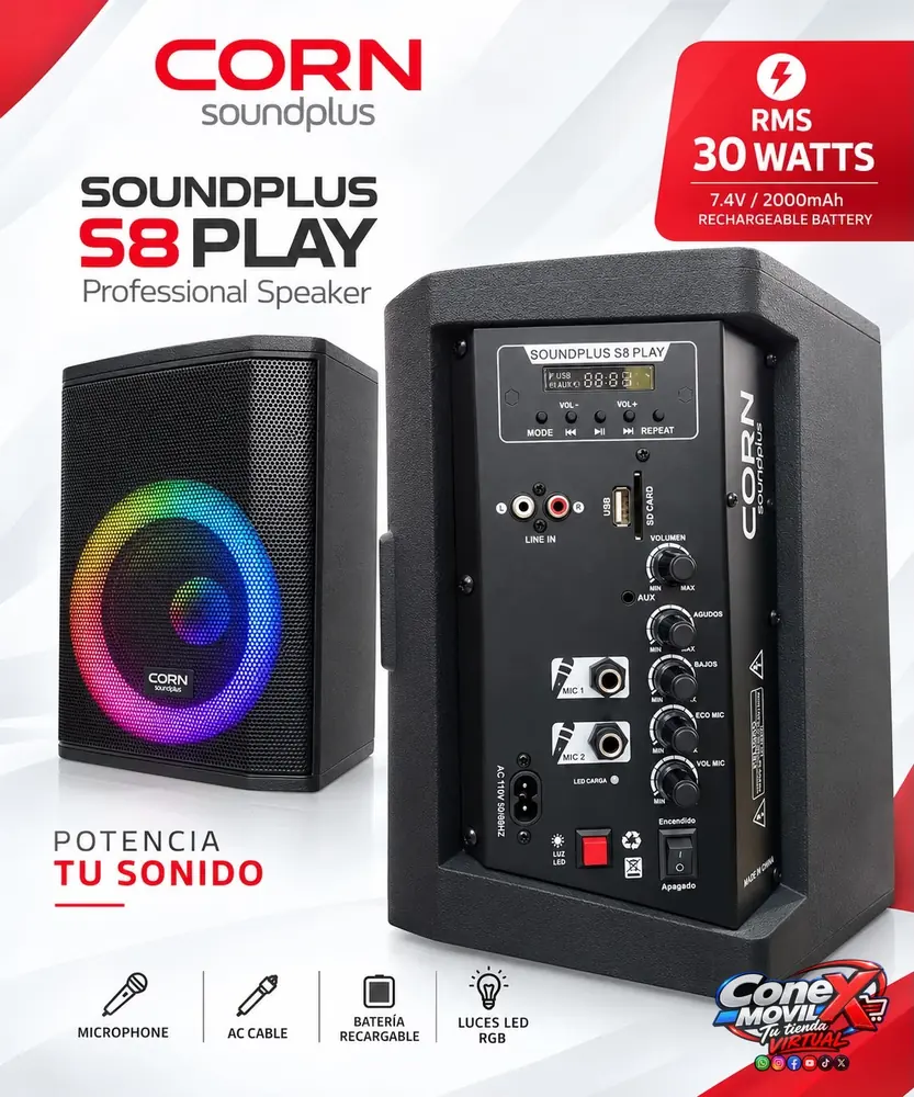 PARLANTE PROFESIONAL CORN SOUNDPLUS S8 PLAY
