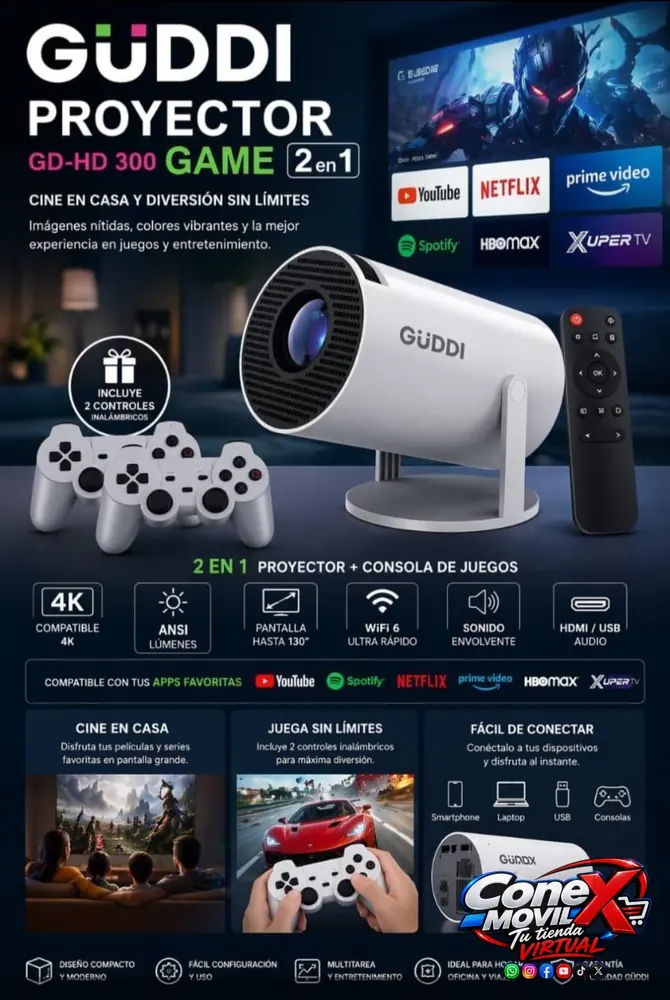 PROYECTOR 2 EN 1 GD-HD300 GAME