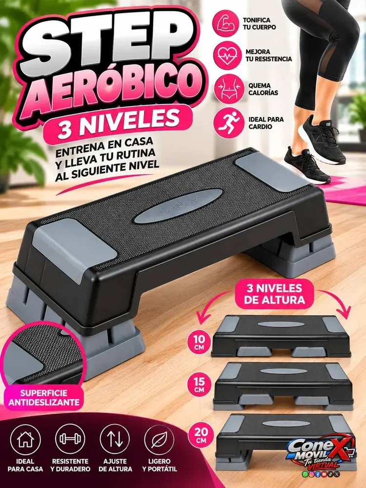 STEP AERÓBICO AJUSTABLE DE 3 NIVELES